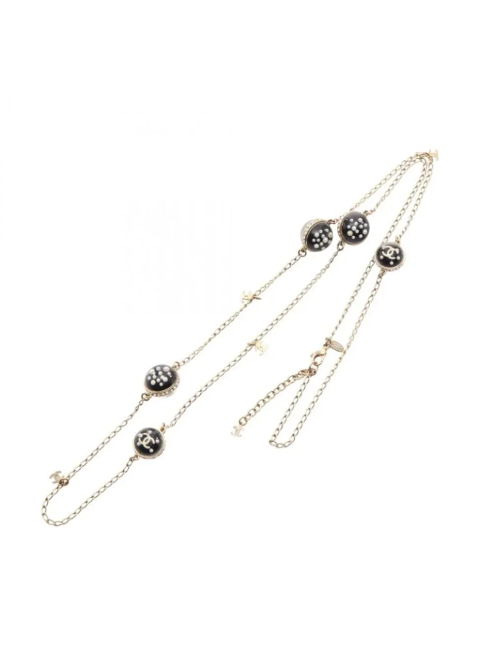 Chanel Necklace 10c CC Logo Earrings 2 Point Set